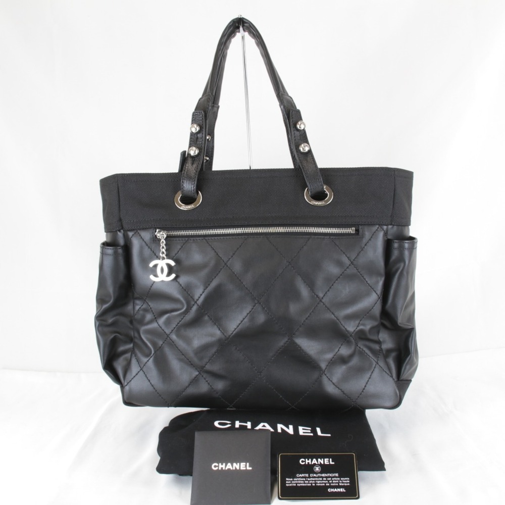 CHANEL Black Canvas Tote Bag